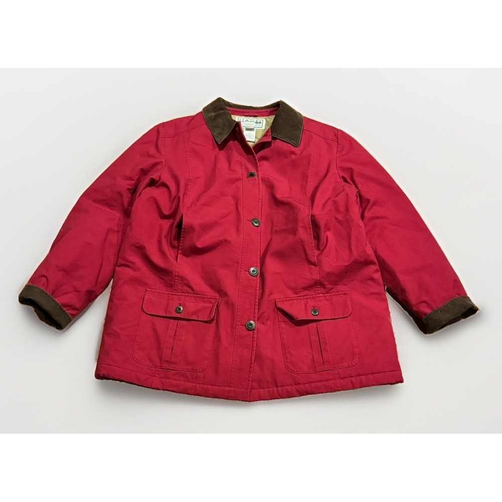 L.L. Bean Barn Chore Coat Field Jacket XL Red Corduroy Quilt Insulated Women's